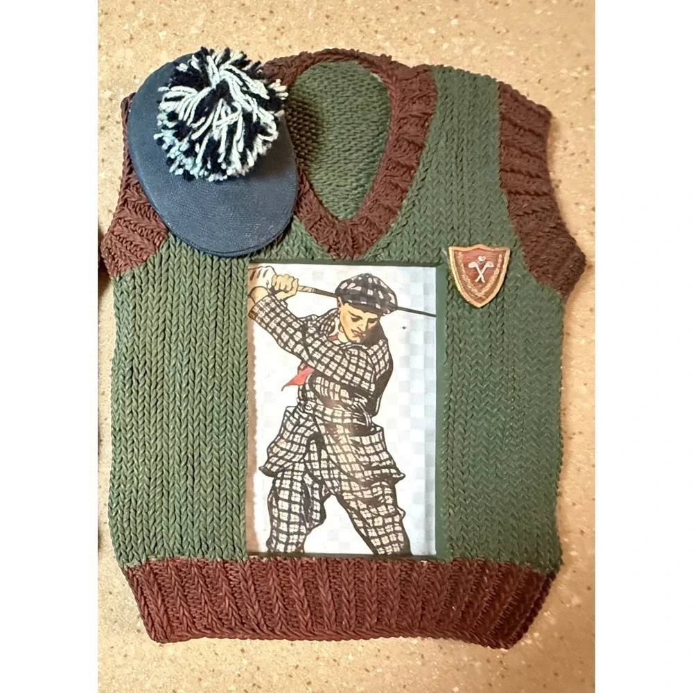 Golf Sweater Vest Picture Frame Green Vintage Home Decor 3.5x5 Inches‎ Gift